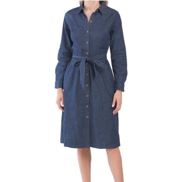 Ann Klein Denim Tie Front Dress Size 4 - Picture 1 of 8